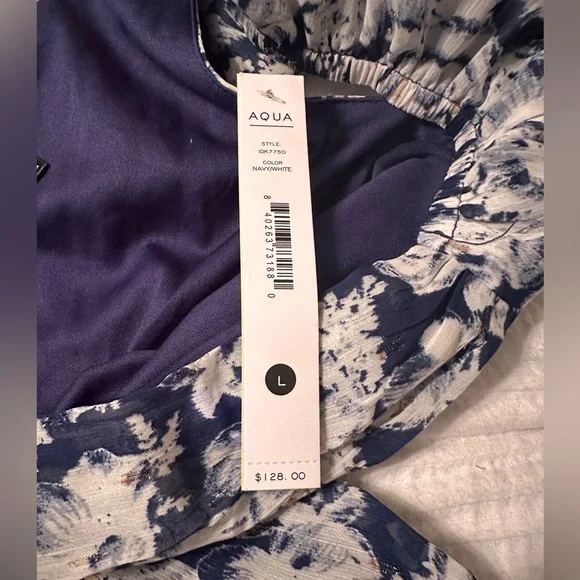 Aqua Tiered Cut-Out Floral Dress - NWT - Size L - Picture 9 of 13